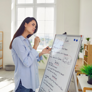 A whiteboard with a goal map or timeline